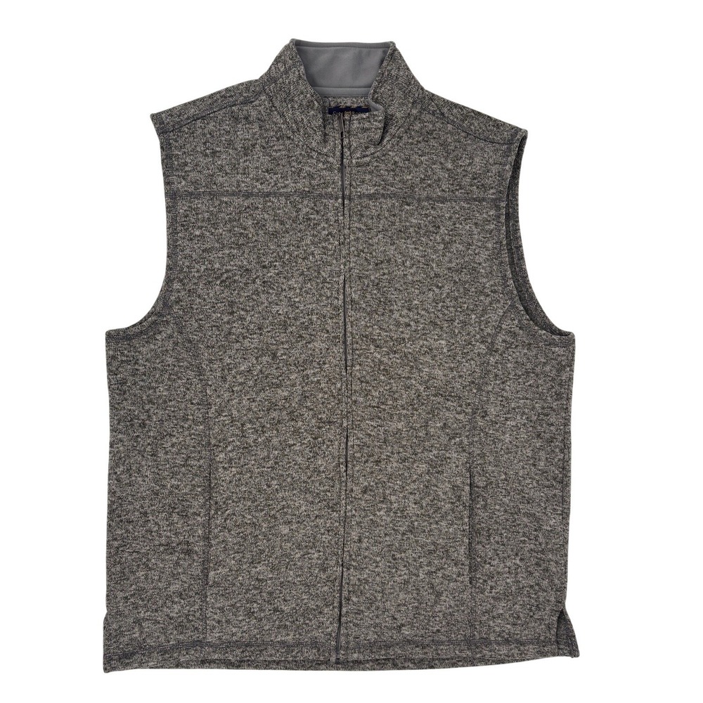 Club Room Men's Knit Vest Heather Gray Size XL Fleece Lined Full Zip Pockets EUC
